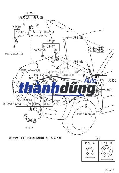 KHÓA MỞ NẮP CAPO TOYOTA ALTIS 2013 | 5351002651 - Ảnh 4