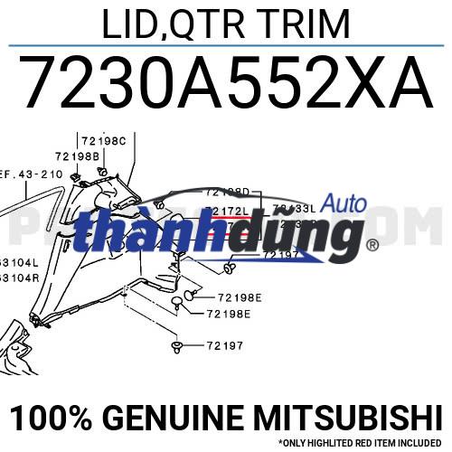 NẮP ĐẬY HỐC ĐỰNG KÍCH NÂNG GẦM MITSUBISHI XPANDER | 7240A288XA - Ảnh 4