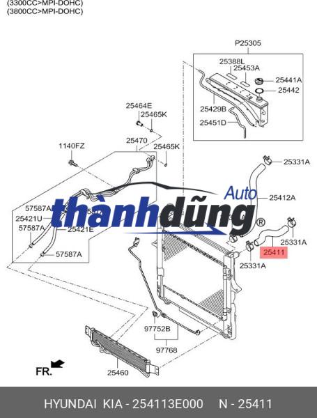 ỐNG NƯỚC KÉT NƯỚC TRÊN KIA SPORTAGE 2016-2021 | 25414D3500 - Ảnh 4