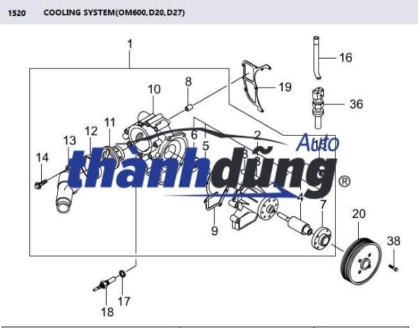 ĐẾ BƠM NƯỚC SSANGYONG REXTON | 6652000301 - Ảnh 4