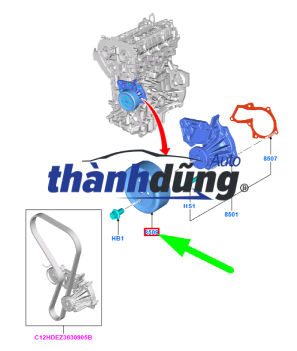 PULY BƠM NƯỚC KIA MORNING 2005-2011 | 2522102503 - Ảnh 4