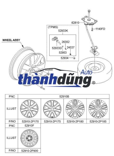 CÁP TREO LỐP DỰ PHÒNG HYUNDAI SANTAFE 2006-2012 | 628502B000 - Ảnh 4