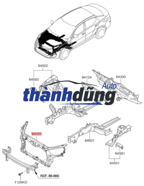 XƯƠNG ĐỠ DÀN NÓNG HYUNDAI SANTAFE 2012-2018 | 641012W500 - Ảnh 4