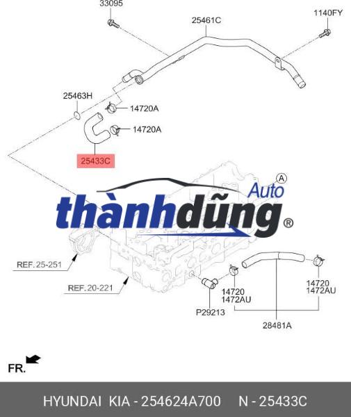 254624A700 CÚT NƯỚC LÀM MÁT THÂN MÁY B KIA K2700 2006-2011 - Ảnh 5