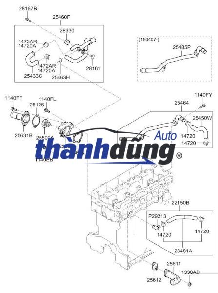 254624A700 CÚT NƯỚC LÀM MÁT THÂN MÁY B KIA K2700 2006-2011 - Ảnh 3