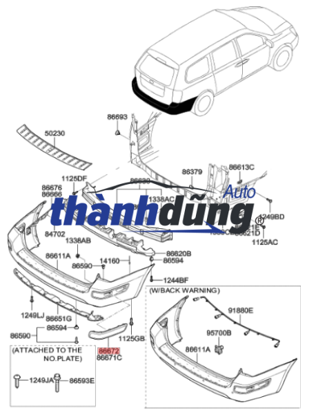 ỐP MẠ BA ĐỜ SỐC SAU KIA SELTOS 2023-2026 | 86671Q6500 - Ảnh 5
