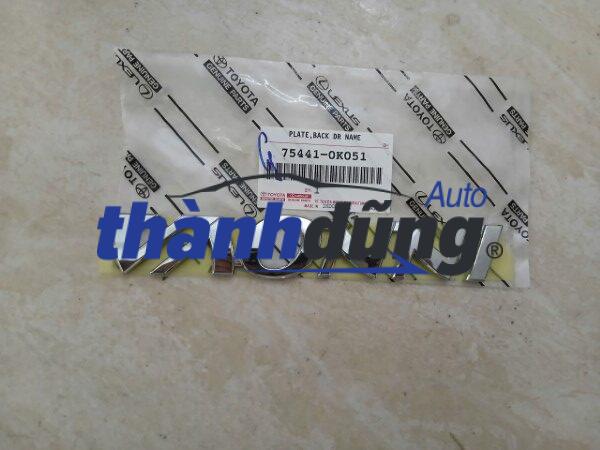 CHỮ INNOVA CỐP SAU TOYOTA INNOVA 2006-2021 | 754410K051